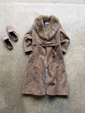 Vintage A&F Originals Suede Jacket S/MWomens 80s Brown USA Made Coat Faux Fur