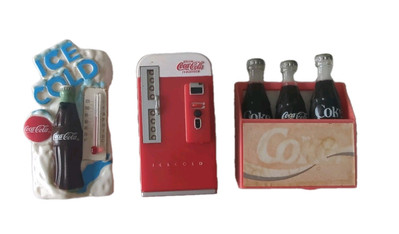 Vintage Coca-Cola Refrigerator Magnetics Lot Of 3