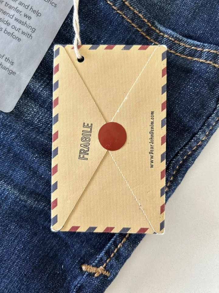 NWT - Dear John Women’s Blue Ankle Cropped Straight Leg Jean Rolled Hem Size 25P - Image 4 of 4