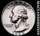 1963 Silver Washington Quarter - Choice Gem Brilliant Unc  Lustrous  #J7968