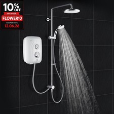 Mira Elite SE Pumped Electric 9.8kW White & Chrome Shower Model Dual Head Drench