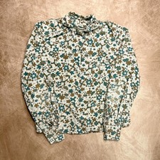 Vintage 70s Floral Print Long Sleeve Button Up Shirt Multicolor Boho Disco Mod