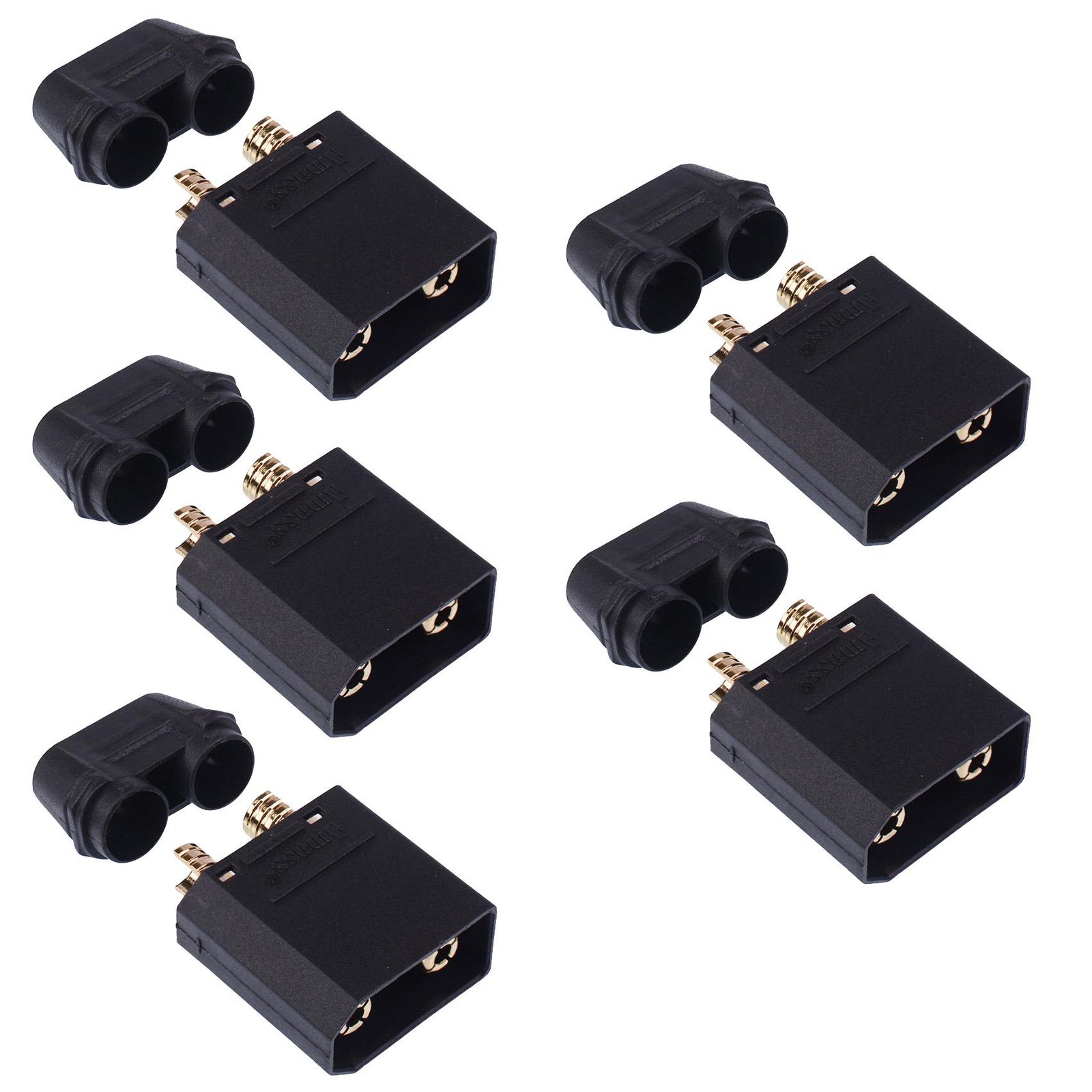 5 x Black Male XT90 Gold Plated Connector 40A Amass