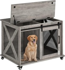 Dog Crate Furniture,37 Inch Dog Cage with Sliding Barn Door, Flip Top Dog Kennel