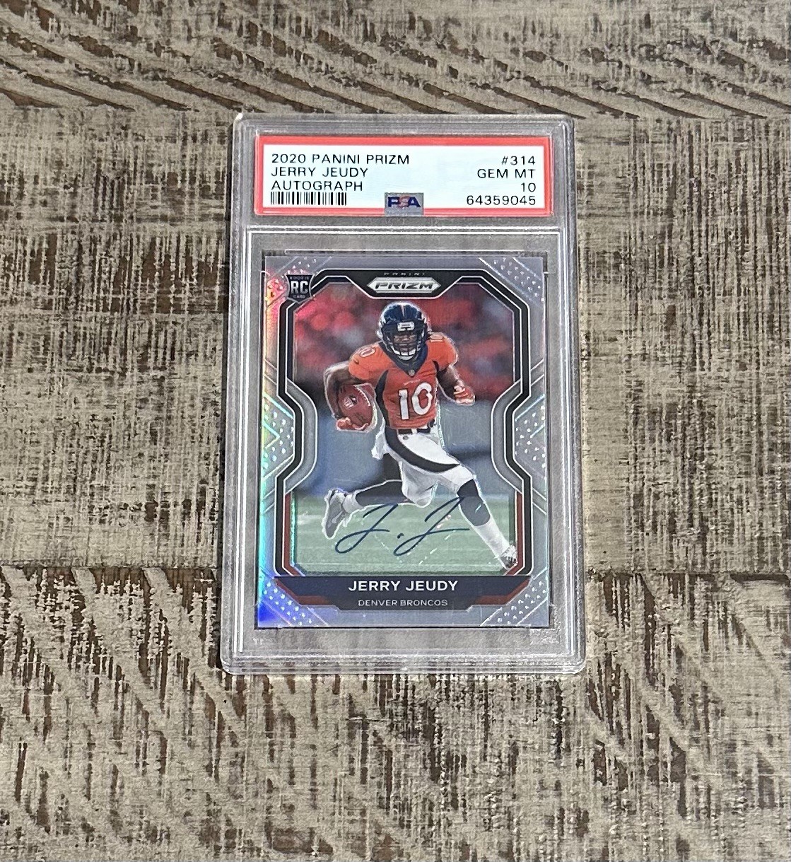 2020 Panini Prizm Silver AUTO Jerry Jeudy Rookie #314 PSA 10 GEM MINT RC Low Pop