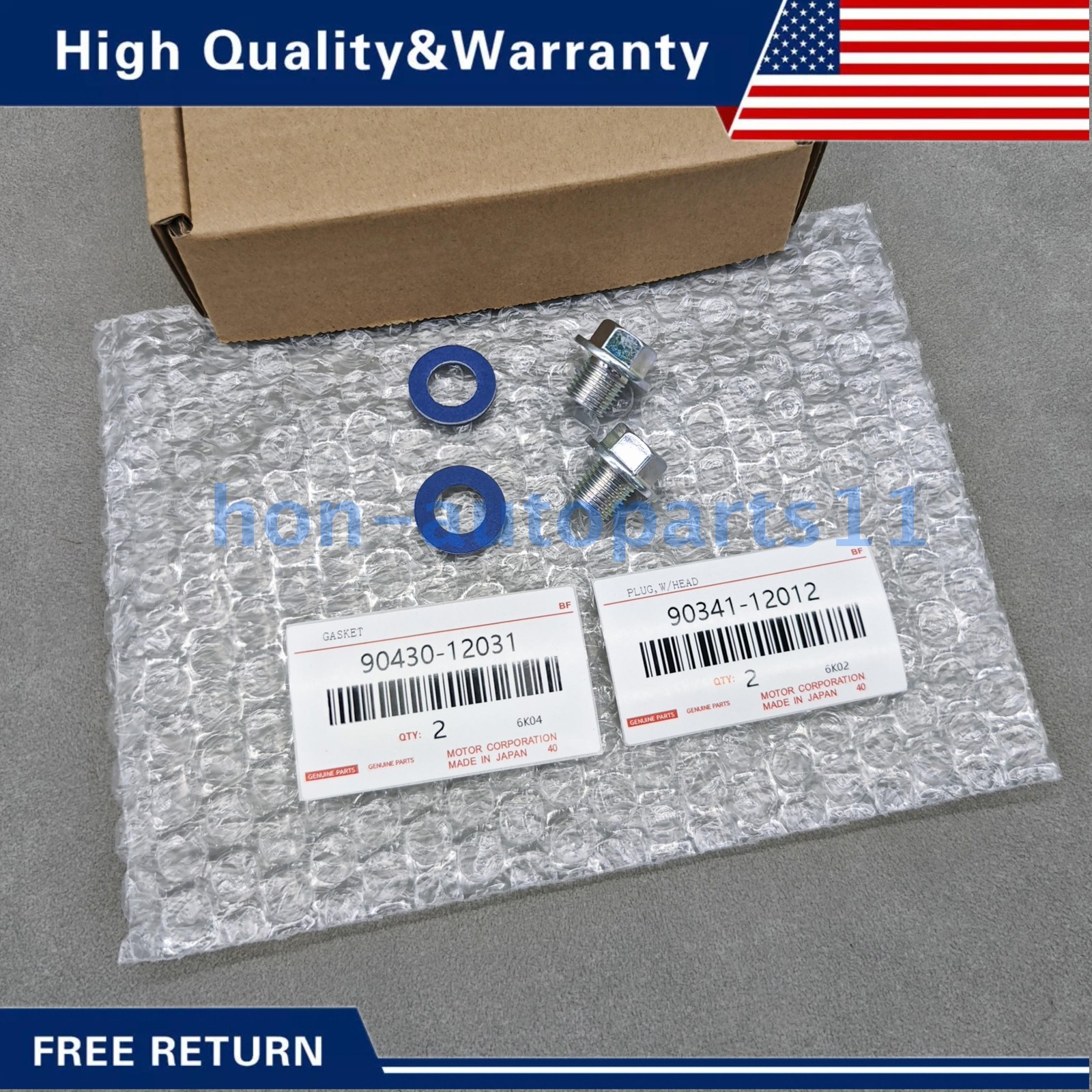 New 2Pcs Oil Drain Plug 90341-12012 + Gasket 90430-12031 Fit For Toyota Lexus