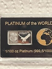 Platinbarren 1/100 Oz / Platin of The World / Eagle - Liberty + Zertifikat
