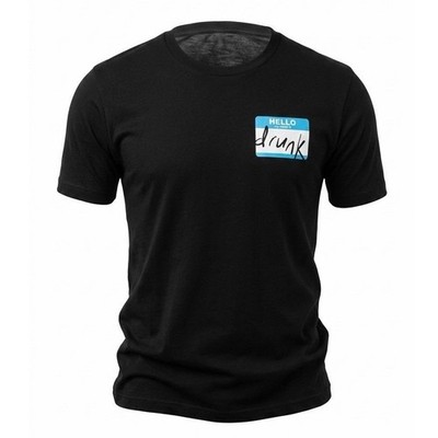 Nelk Full Send Mens Hello My Name Is Drunk Black Graphic T-Shirt Large Alstyle
