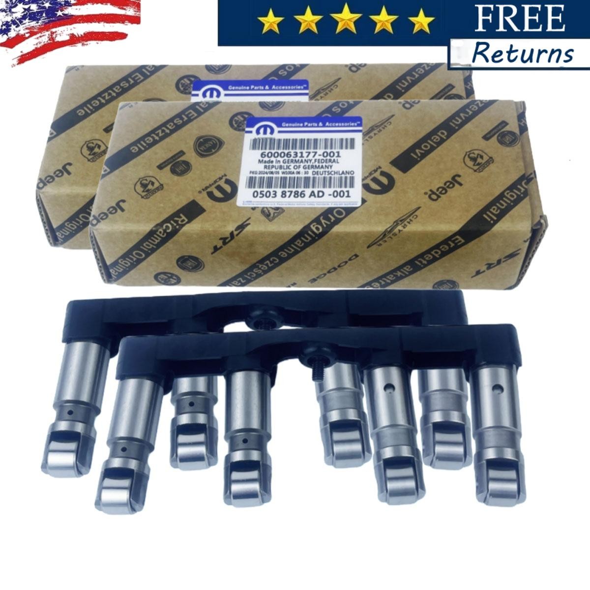 8Pcs Dodge Ram Chrysler Jeep 5.7L 6.4L REAR Valve Lifters & Yoke 5038786AD MOPAR