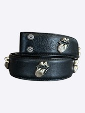 Chrome Hearts Black Silver Rolling Stones Tongue Belt Strap