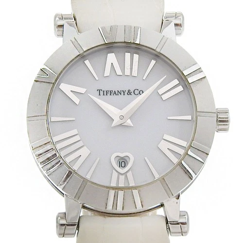 TIFFANY&Co. Atlas Watches Z1300 Silver WhiteDial Stainless Steel/leather Q...