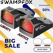 Swampfox Liberty 1x22mm Justice 1x27mm (RMR Pistol Cut) 3 MOA Red Green Dot