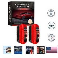2025 New Automotive Oil Film Cleaning Brush, Clear Vision Glass Cleaner, 2 PACK