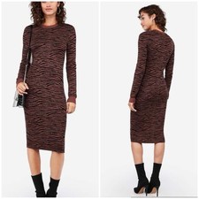 Express Women Dress - Zebra Print Sweater dress - Brown BlacK Size- XS