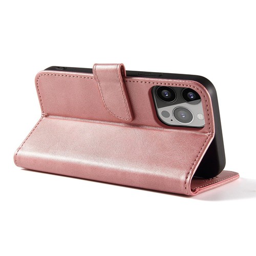 Etui portfel z klapką podstawką do iPhone 15 Plus Magnet Case - różowe - Zdjęcie 3 z 7