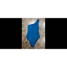 Zara Womens One Shoulder Bodysuit Teal Blue Size Medium Snap Closure Sleeveless