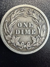 Barber Dime 1907 Silver Coin 90% Silver Dime Coin  Nice Detail