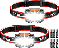 Gritin Stirnlampe Led, [2 StüCk] Led Stirnlampe Kopflampe Superhell Mit 3 Modi,