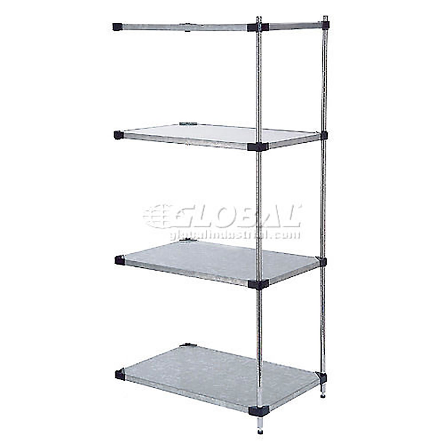 Nexel Galvanized Steel 4 Tier Solid Shelving Add-On Unit 42"Wx18"Dx63"H