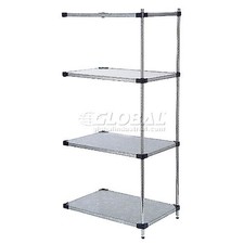 Nexel Galvanized Steel 4 Tier Solid Shelving Add-On Unit 42"Wx18"Dx63"H