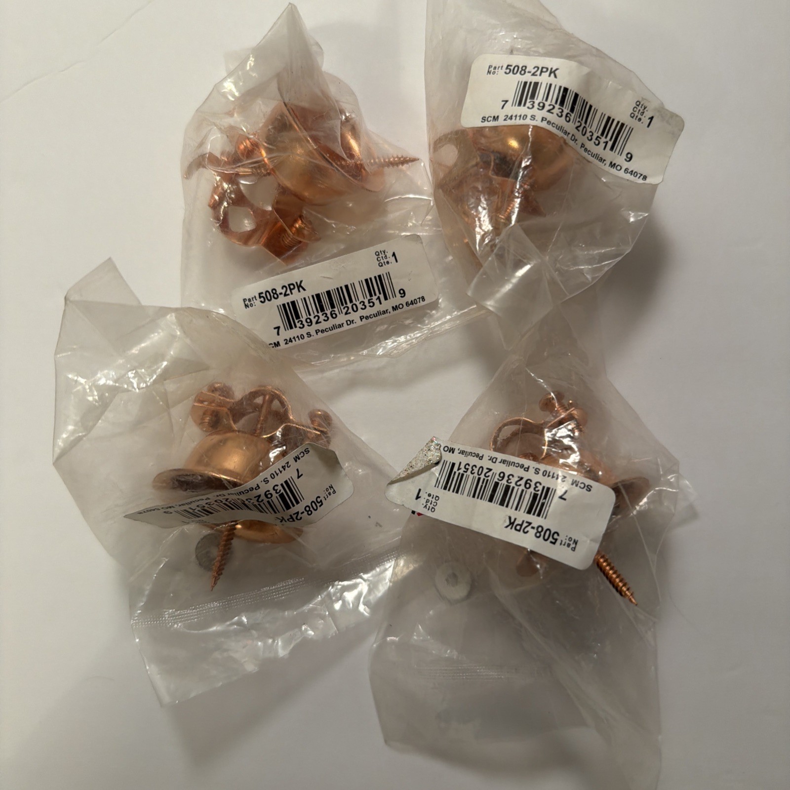 Lot of 4 Sioux Chief 508-2PK 1/2" Copper Plated Steel CTS Pipe Bell Hangers
