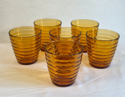 Vintage Duralex France Amber Beehive 8 oz Glasses - Set of 6 | eBay