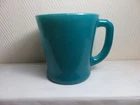 Vintage 1950's  Fire King dark teal milk glass D handle coffee mug Lot 2