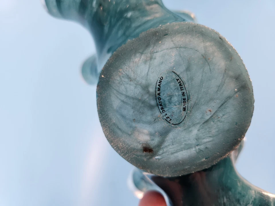 Servilletero de vidrio azul arte abstracto Lavorato A Mano Italia soplado a mano Foto 4 de 4