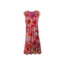 Vince Camuto Floral Maxi Dress Ruffles Romantic Summer Wedding Women's 10 Vneck 