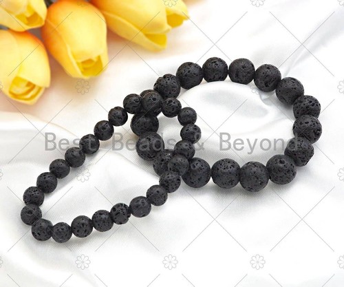 Natural Black Lava Stretchy Bracelet,SKU#EF47 - Picture 3 of 5