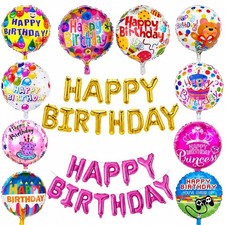 Happy Birthday Banner Balloons Round foil Printed Them Party Decoration Balons