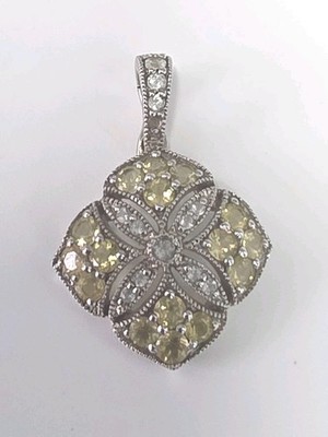 Kajal Naina KN 925 Sterling Silver Lemon Citrine Flower Clover Pendant China