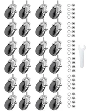 Caster Wheels, 3" Locking Swivel Stem Casters Set with Brake of 24, 3/8"-16... 