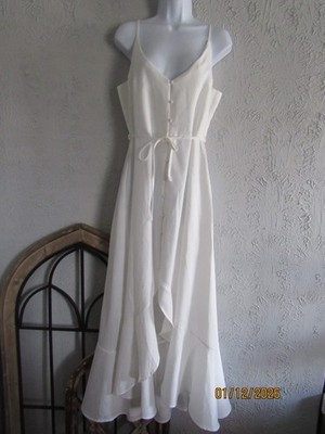 Nasty Gal 8 white waterfall ruffle maxi dress button down front adjustable strap