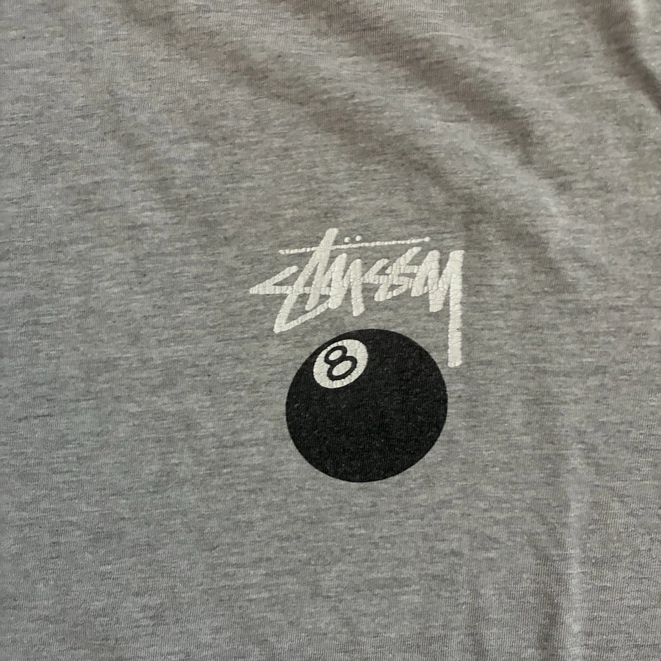 Camiseta Stussy 8 Ball Años 2000 Talla Grande Gris Doble Cara Camiseta Foto 2 de 4