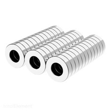 1/2 x 1/4 x 1/8 Inch Strong Neodymium Rare Earth Ring Magnets N35 36 Pack 