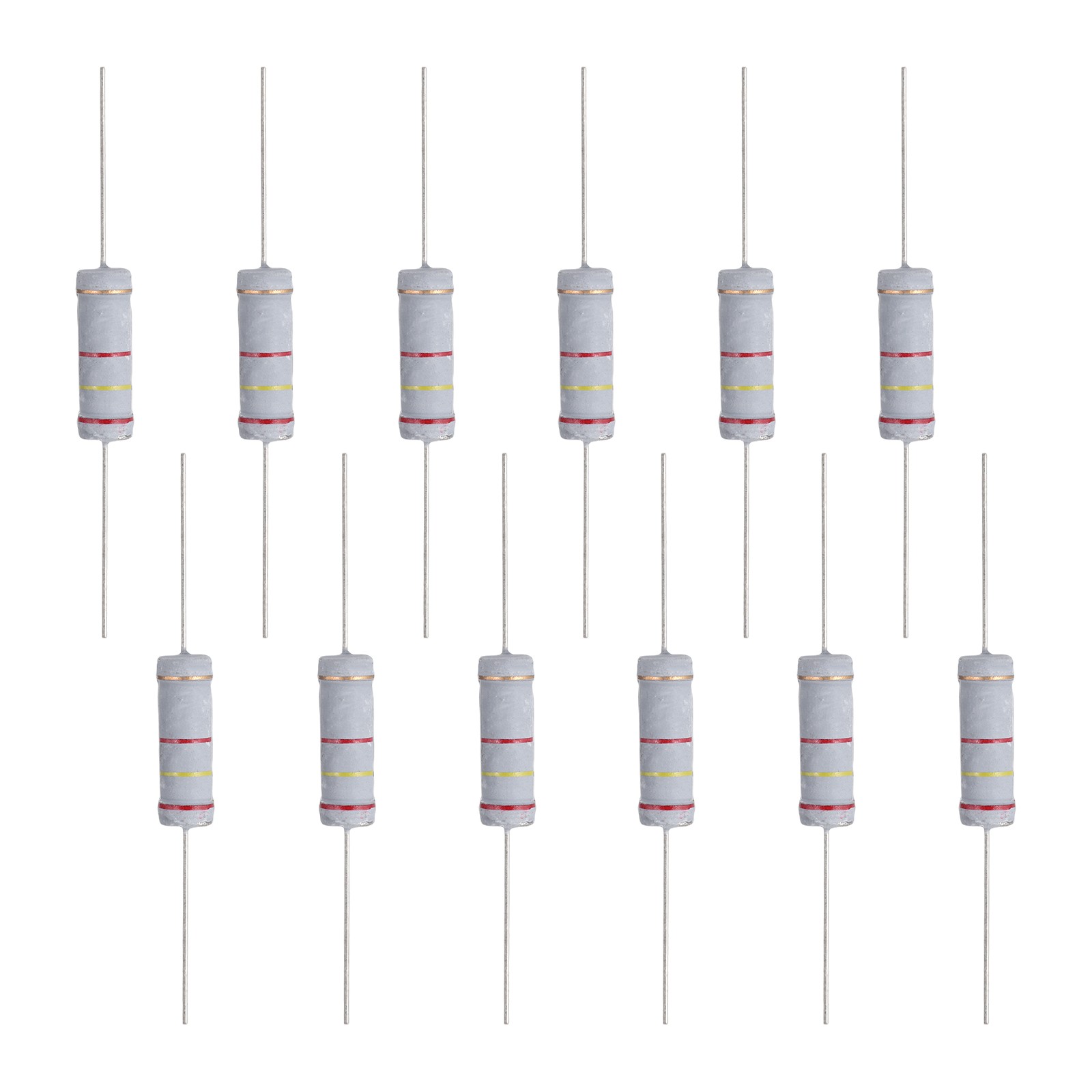 12 Pack 2.4K Ohm Resistor 5 Watt Metal Film Fixed Resistor for Breadboard