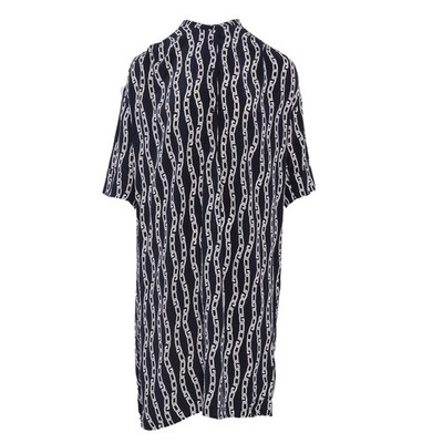 GANT Women's Navy Chain Print Viscose Midi Dress Size 36 EU 8UK 6US 4503277