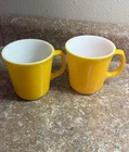 Vintage Corning Yellow Gold Butterscotch Milk Glass Coffee Cup Mug - Set of 2