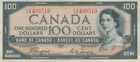 Canada 1954 Devil's Face 100 Dollars BC35A Coyne-Towers AJ1400519 - F Writing
