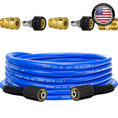 #ad Universal 25FT Pressure Power Washer Hose 4200PSI Lightweight Rubber Design $49.39