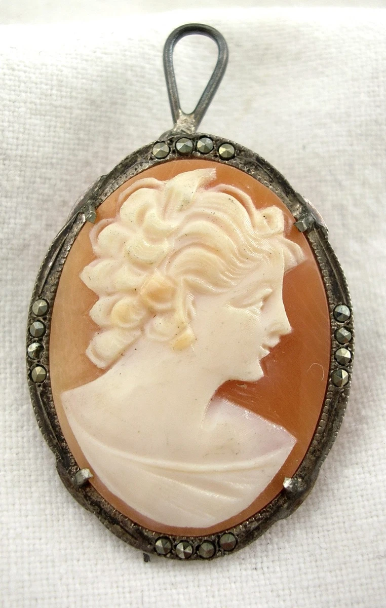Spilla Cammeo Vintage Tono Argento Signora Ritratto Spille Per Le