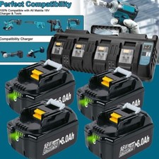 2Pack 6.0Ah 18V For Makita LXT Lithium-Ion BL1830 BL1850 BL1860 Battery /Charger