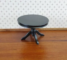 Dollhouse Miniature Table Round Pedestal Black Finish 1:12 Scale Kitchen Dining