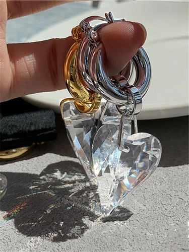 Women Transparent Drop Earrings Metal Clear Crystal Imitation Luxury Design - Picture 5 of 12