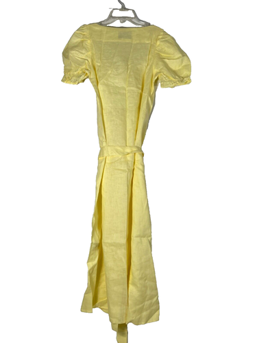 Sleeper Womens Brigitte Midi Linen Dress With Belt Medium Yellow - Picture 6 of 14