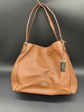 COACH 59500 Edie 31 Pebbled Leather Shoulder Bag Saddle Brown Tan Tote-Beautiful