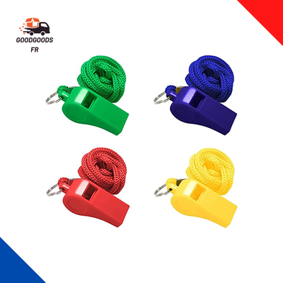 Lot De 4 Sifflets En Plastique Colorés - Avec Cordon - Pour Sport, Chien, Sécurité - Enfants Et Adultes