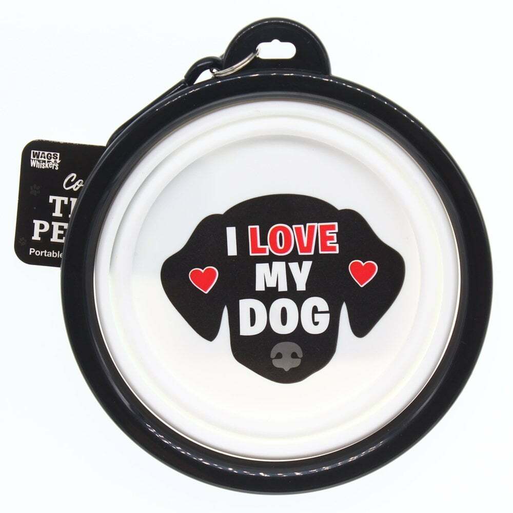 Wags & Whiskers Travel Pet Bowl - I Love My Dog 00204100001