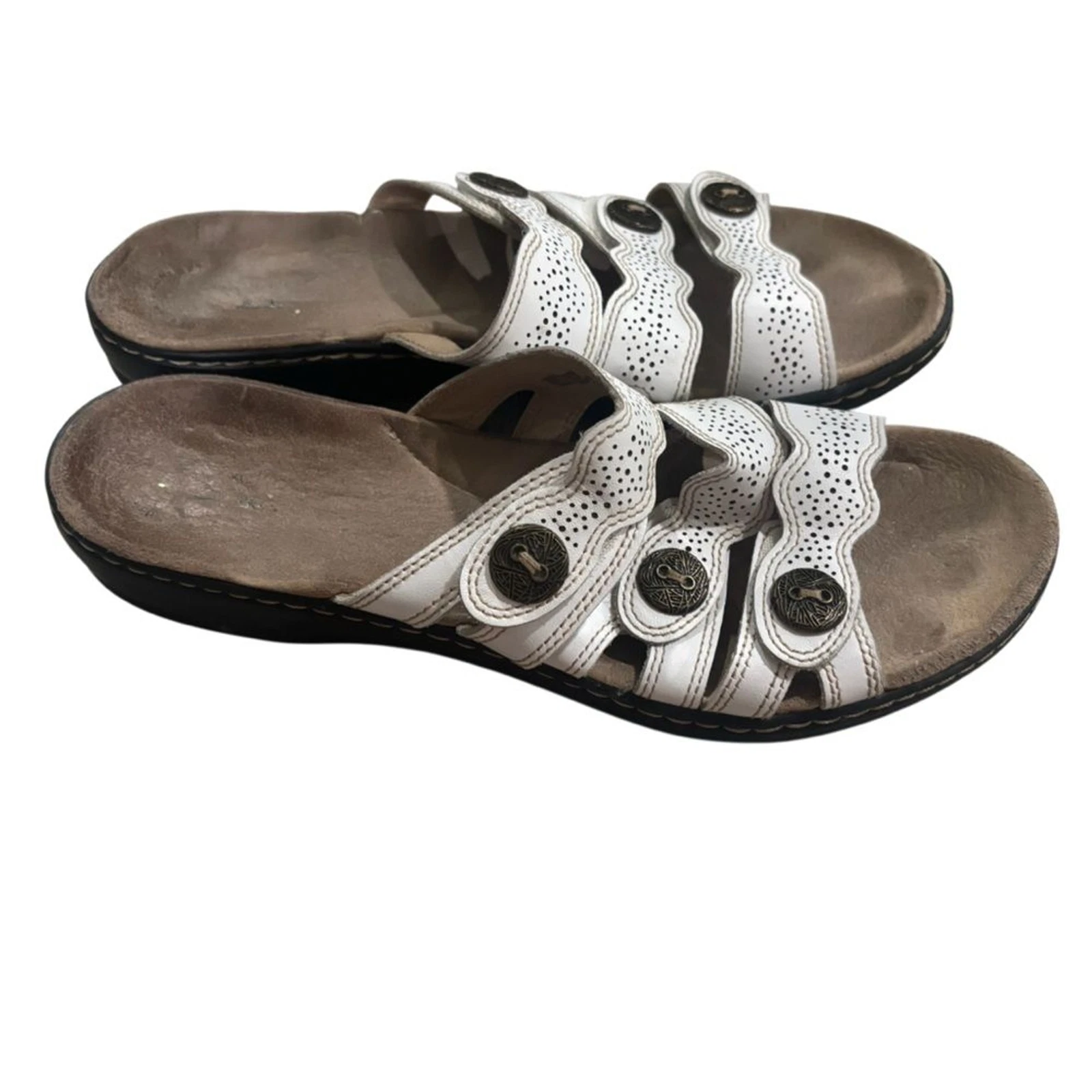 Clarks Leisa Grace sandalo pelle bianco regolabile donna 10 N comodo slip on